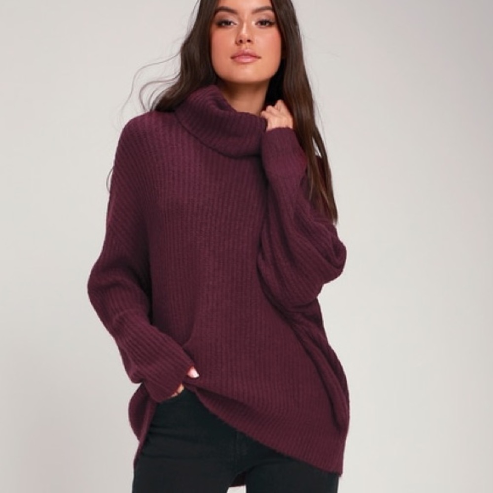 Lulu’s plum purple turtleneck knit sweater - Picture 1 of 3